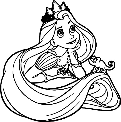 50 bức tranh tô màu công chúa tóc mây tuyệt đẹp dành cho bé gái