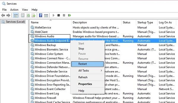 Khởi động lại Audio Services khi laptop bị mất âm thanh