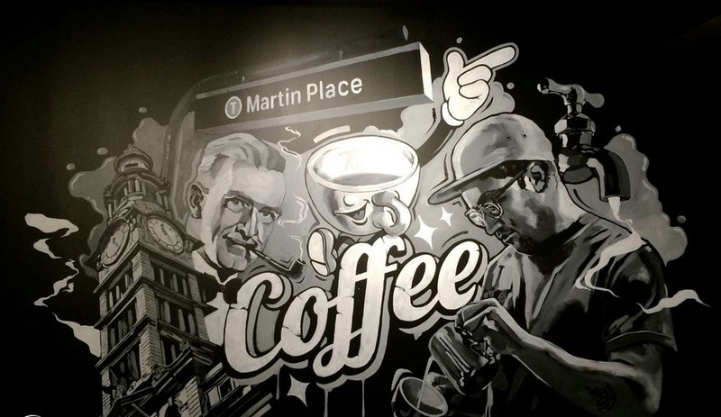 tranh tường quán cafe đen trắng