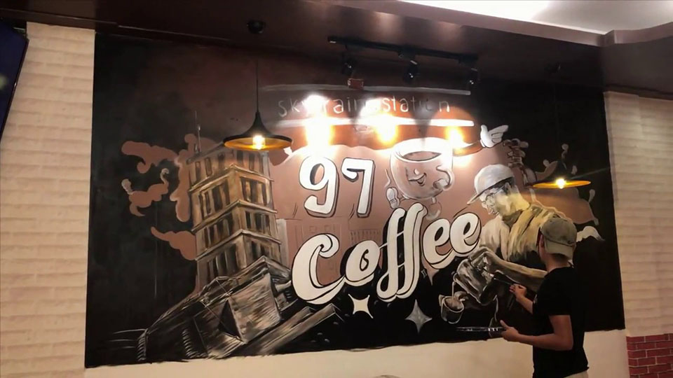 tranh tường quán cafe đẹp
