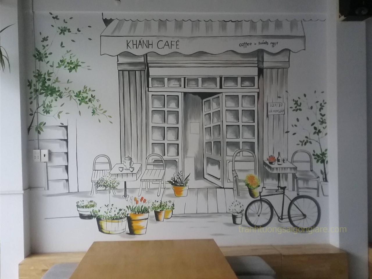 tranh tường quán cafe đơn giản