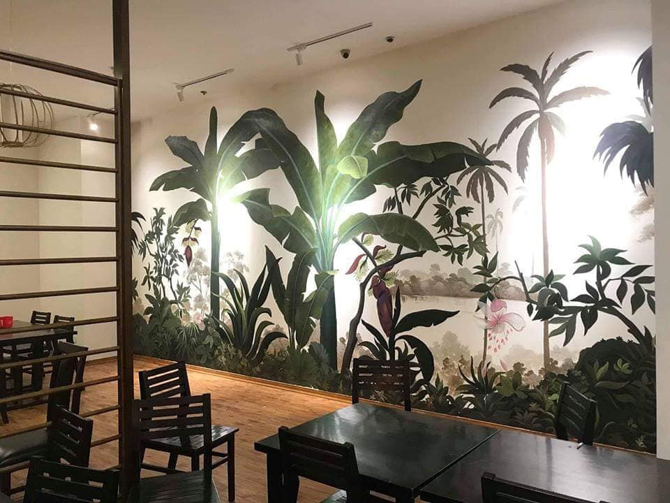 tranh tường quán cafe thiên nhiên