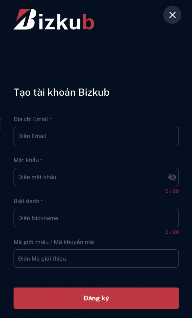 Đăng ký sàn Bizkub.net