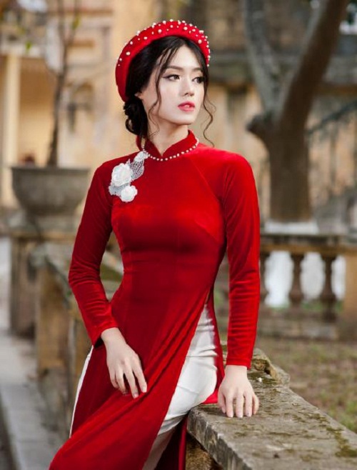 10+ Mẫu áo dài cưới nhung đỏ cô dâu mặc đẹp nhất 2022 - Áo Dài NiNi