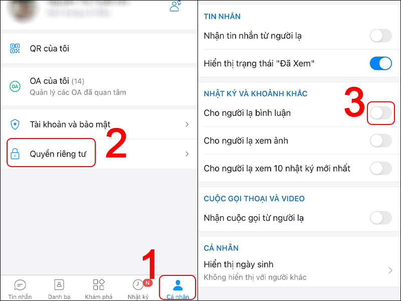 Cài đặt ngăn người lạ xem tin nhắn